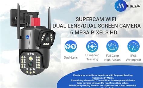 Buy Maizic Smarthome SuperCams 5MP+5MP Wi-Fi Dual-Lens Outdoor CCTV ...