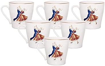 Buy Clay Craft Bone China Liza Mw Coffee Mug Set, 150Ml, Multicolor, 6 ...