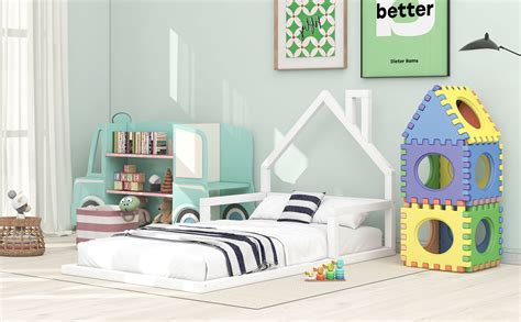 Harper Orchard Twin Size Wood Floor Bed With House-Shaped Headboard ...