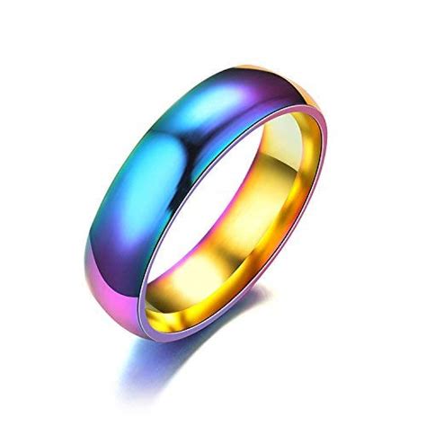 Yellow Chimes Rings for Women Band Ring Unique Rainbow Colors Never ...
