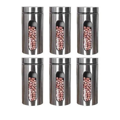 Buy Femora Clear Glass Steel Window Jars for Kitchen Storage, 1300 ML ...