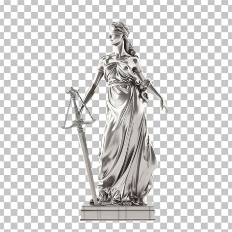 A statue of a woman with a sword on a white background | Premium AI ...