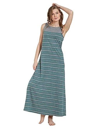 Buy Mystere Paris Striped Maxi Dress Cotton Sleepwear Nightwear Casual ...