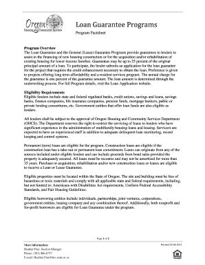 Fillable Online Loan Guarantee Programs - Oregon . gov Fax Email Print ...