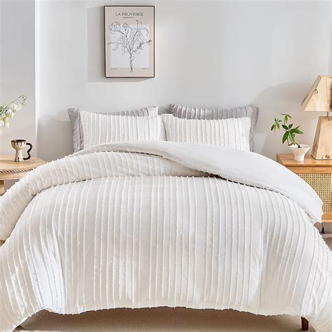 Amazon.com: WARMDERN White Boho Duvet Cover Set Full Size, Striped ...