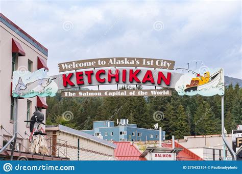 Welcome Sign in Downtown Ketchikan, Alaska Editorial Stock Image ...