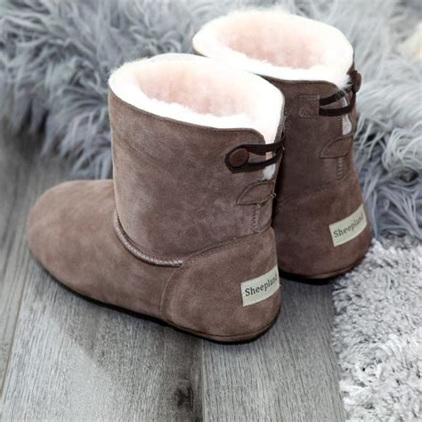 Factory Seconds - Luxury Sheepskin Indoor Slipper Boots in Grey or ...
