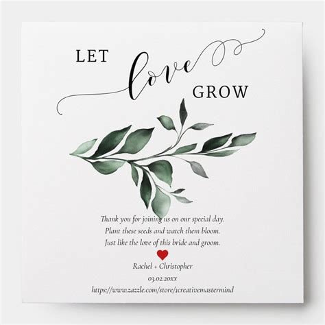Let Love Grow Greenery Wedding Favors Seed Packet Envelope | Zazzle ...