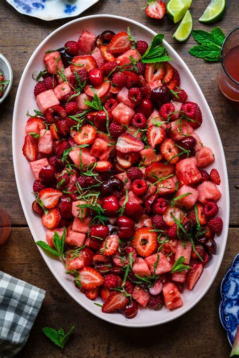 Watermelon fruit salad with lime mint dressing – Artofit