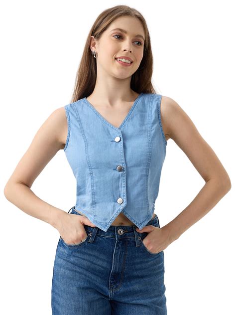 Women Mid Blue Regular Fit Shirt