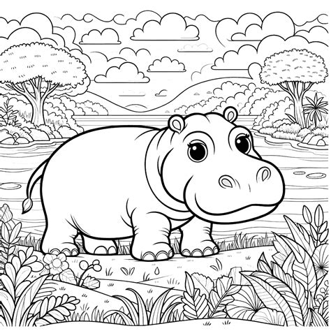 Hippopotamus Coloring Pages 34 - Coloring Pages Gem