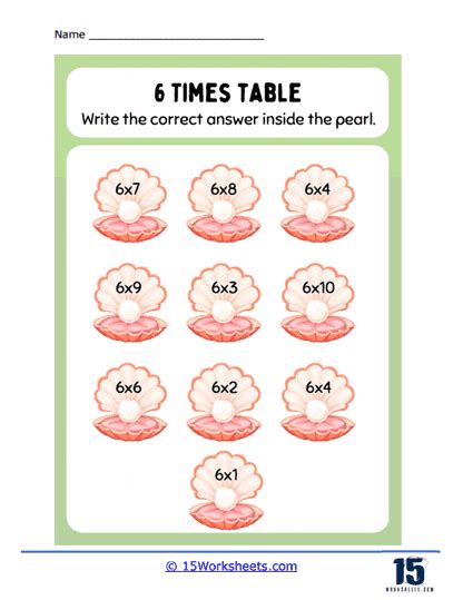 Image result for Free Printable 6 Times Table Worksheet