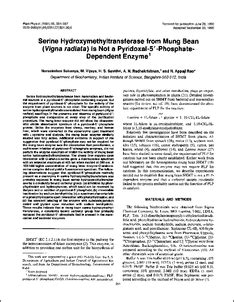 Serine hydroxymethyltransferase from mung bean (Vigna radiata) is not a ...
