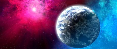 Download wallpaper 2560x1080 planet, rays, space, stars dual wide 1080p ...