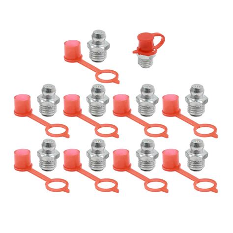 X AUTOHAUX M8 Straight Grease Nipple Fittings Iron Zinc Plating W/Dust ...
