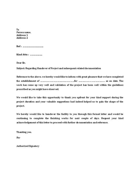 Image result for Project Handover Letter Sample