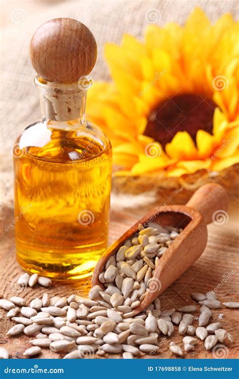 Sunflower seeds and oil stock photo. Image of vertical - 17698858