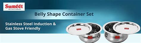 Buy Sumeet Stainless Steel Cookware Set With Lid, 2.1, 2.6 Liters, 2 ...