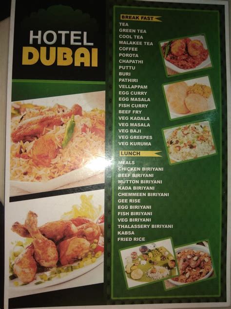 Menu at Dubai restaurant, India, SH29