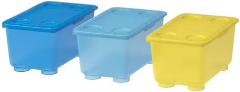 Ikea Glis Box With Lid White Light Green Blue / 3 Pack 800.985.83 Size ...