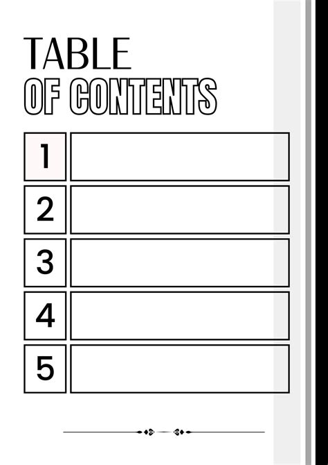 Image result for Free Table Contents Template