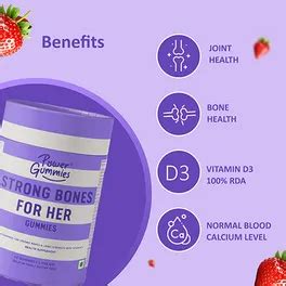 Buy Power Gummies Strong Bones Strawberry Flavour for Her, 60 Gummies ...