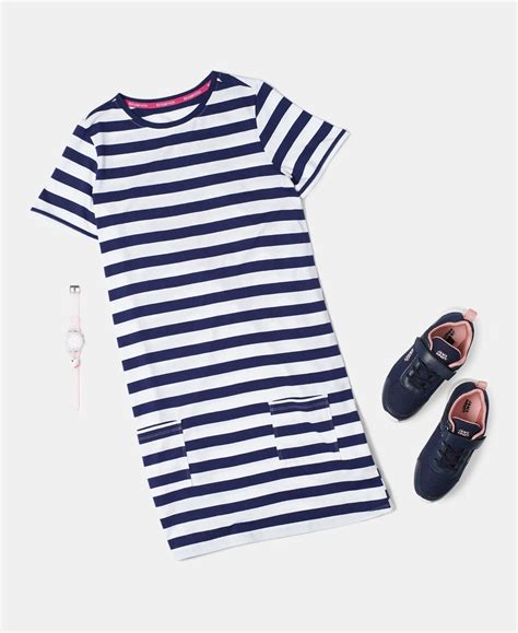 Buy Girl's Super Combed Cotton Striped Dress - Imperial Blue AG72 ...