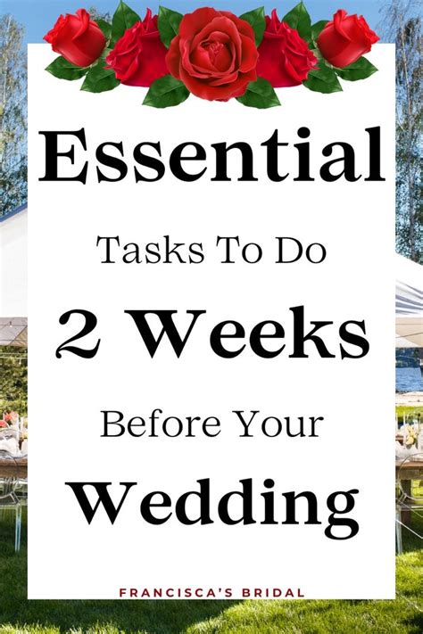 Image result for Wedding Checklist 2 Weeks Before