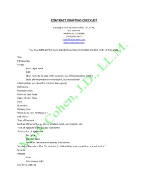 Fillable Online CONTRACT DRAFTING CHECKLIST Fax Email Print - pdfFiller