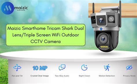 Buy Maizic Smarthome Tricam Shark Dual Lens/Triple Screen 5+5 MP UHD ...