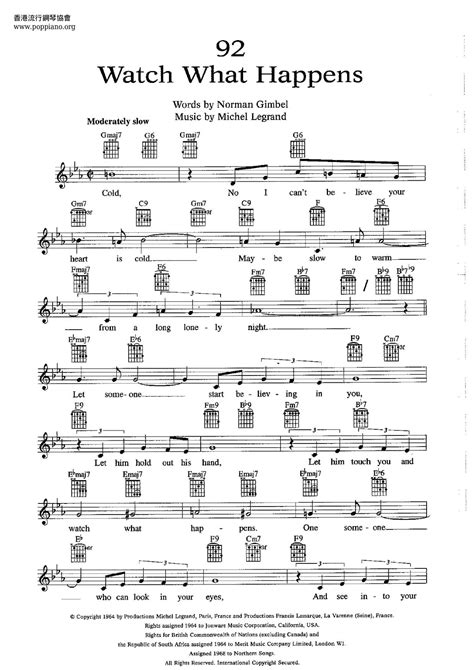 Frank Sinatra-Watch What Happens Sheet Music pdf, - Free Score Download ★