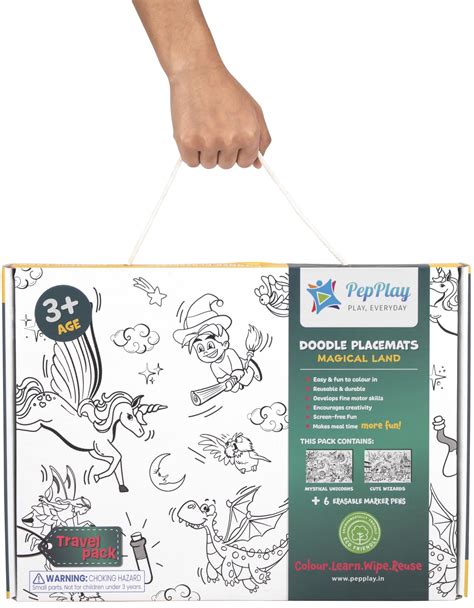 Buy Pepplay Reusable 2 Coloring Placemats Sheet with 6 Erasable Marker ...