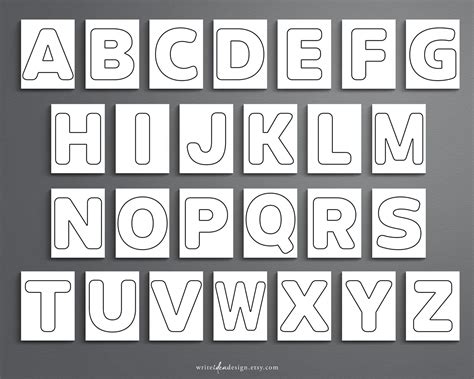 Printable Big Uppercase Letters. Printable Alphabet. 26 Pages. - Etsy