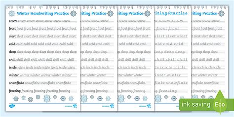 Winter Handwriting Practice Worksheet