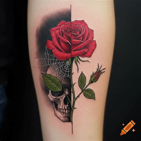 Tattoo of the initials Jr and a rose on a forearm. on Craiyon