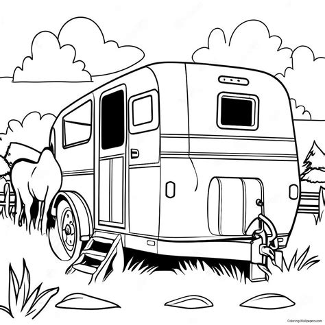 Horse Trailer With Horses Coloring Page (64353-50916)