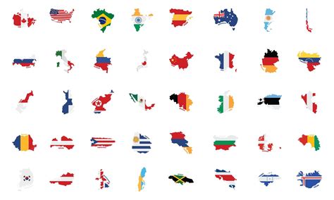 Premium Vector | Set of colored country maps with its flags Vector illustration