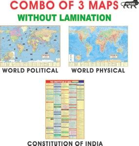 COMBO OF 3 ENGLISH MAPS | World Maps ( Political, Physical Maps & India ...