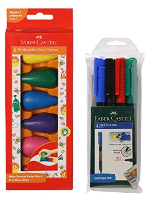 Faber-Castell Kindergarten Grasp Crayons - Pack of 6 (Assorted) & Faber ...