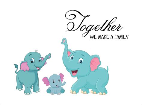 Buy Wallstick " cute elephant family " wallstickers (vinyl 60 cm x 50 ...