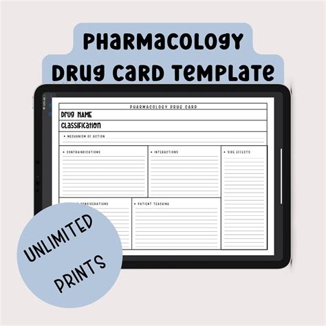 Printable Pharmacology Drug Card Template - Printable Templates Online ...