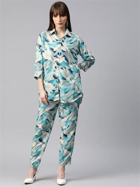 Shirt Style Cotton Fabric Blue Color Co-Ord Set – Trendphoria