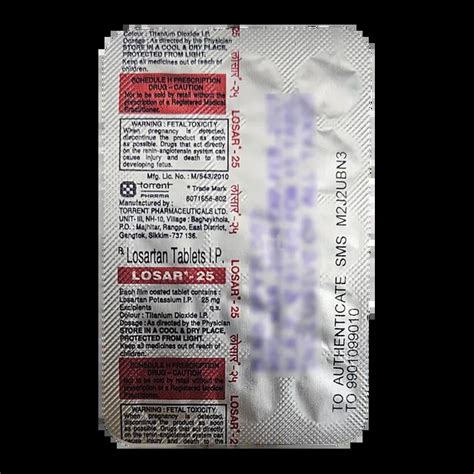 LOSAR 25MG TABLET 15'S Price, Uses, Side Effects & Substitutes | Medkart