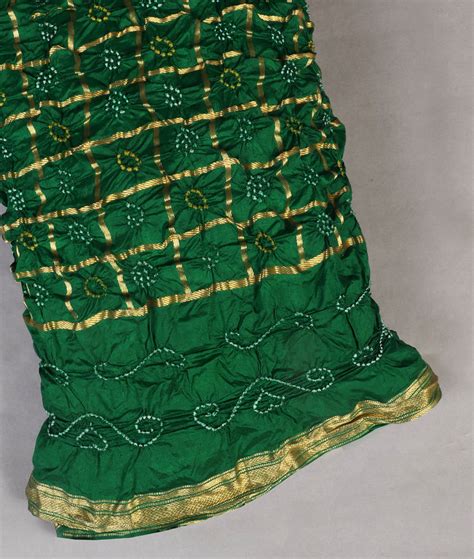 Buy Green Bandhani Gajji Silk Saree T438728