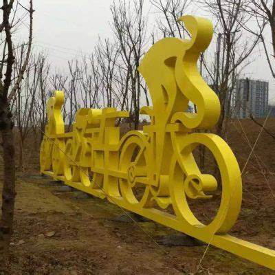 不锈钢抽象骑单车人物雕塑 公园景观雕塑-宏通雕塑