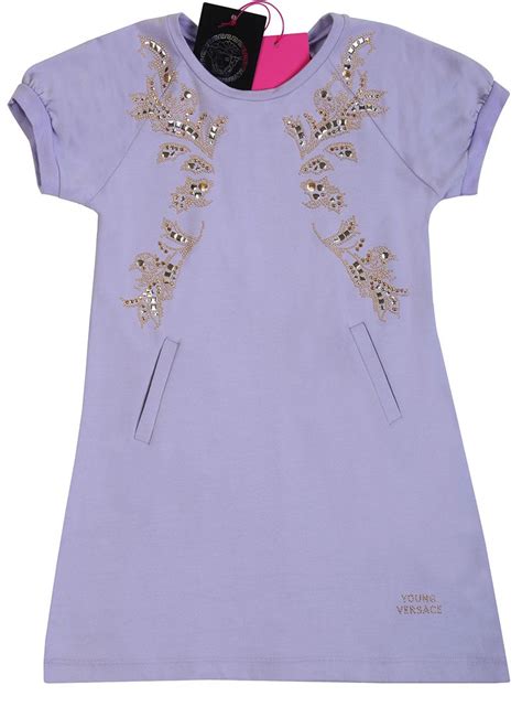 Young Versace Lilac Gold Baroque Embroidered Dress