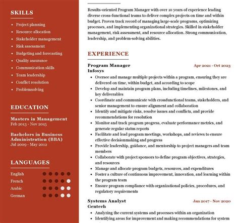 Image result for Program Manager Resume Sample