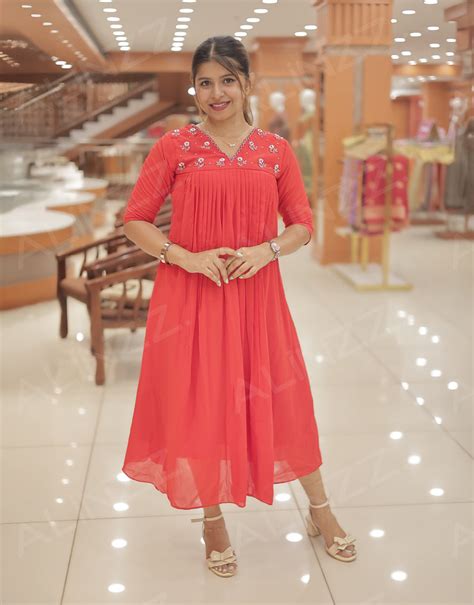 Buy Georgette Embroidered A-Line Kurti at Just ₹799 | Swapna Weddings