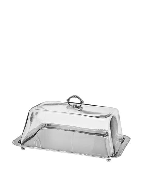 Godinger Rectangle Tray Glass Dome, Nickel, 14.50 X 10.00 X 9.50 ...