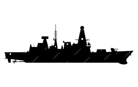 Premium Vector | Military destroyer warship vessel silhouette, army battleship illustration